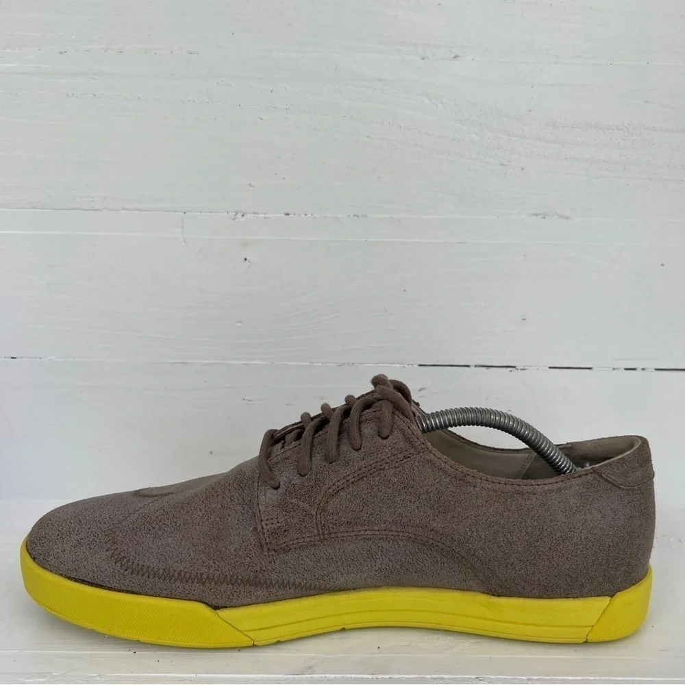 Cole Haan Brown Yellow Dress Shoes Men's 11 M Christy Wingtip Oxfords Lunar Neon